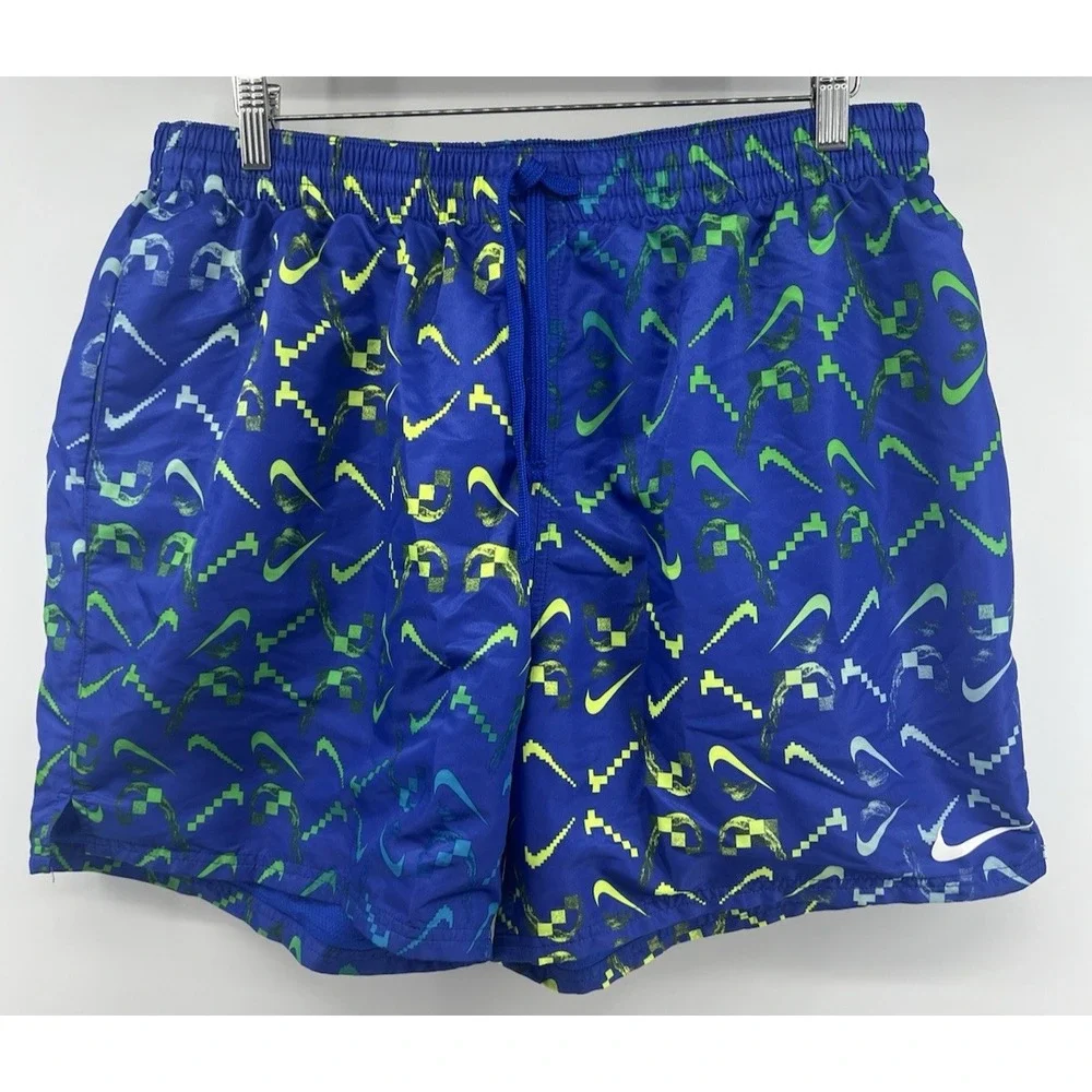 Nike Swim Trunks Shorts XXL Blue Green Yellow AOP Digital 36 6.5